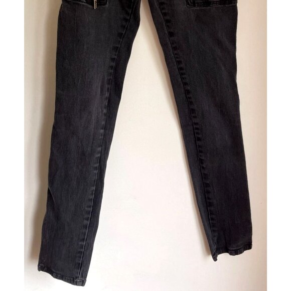 Vintage Y2K Royal Bones Distressed Zipper Skinny Leg Jeans Emo Goth Size 28 x 30 - Picture 3 of 7